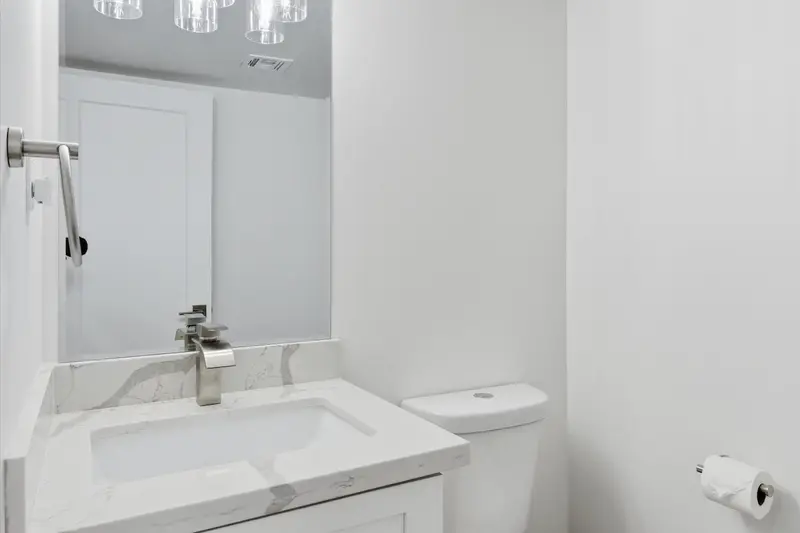 Main-level half bathroom at Hideaway